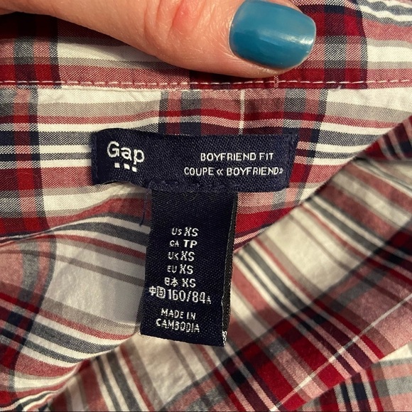 Gap women’s plaid button up boyfriend shirt ‎ in size x-small - Picture 5 of 6